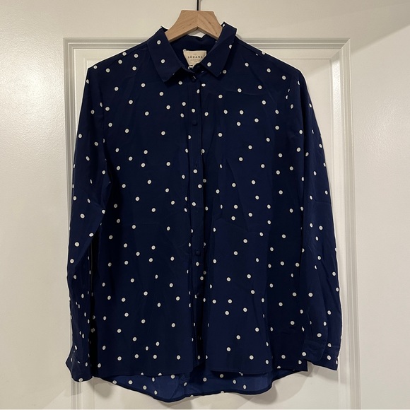 Sezane Ann Shirt - Navy with Ecru White Polka Dots - Picture 3 of 4